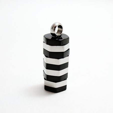 Black IP Steel Cylinder Pendant - Click Image to Close